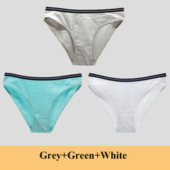Women Underwear Ladies Panties Cotton Low Rise Solid Cute Bow Soft Breathable Briefs 3 Pcs/lot