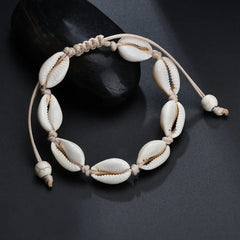 Bohemian Shell Charm Bracelets For Women Men Summer Sandy Beach Handmade String Rope Chains Bangle DIY Jewelry Accessories