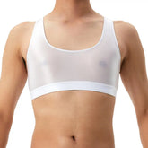 Men Vest Sexy Glossy Silky Sleeveless Racerback Tank Tops Solid Color Skinny Smooth Surface Tops Clubwear Muscle Vests T-Shirt