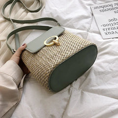 Beach Vacation Woven Women's Bag 2023 New Fashion Trend Korean Version Versatile Fashion Handheld Crossbody Bucket Bag