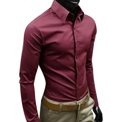 Classic Business Shirt Breathable Not See Through Men's Shirt Men's Slim Fit Cotton Business Shirt
