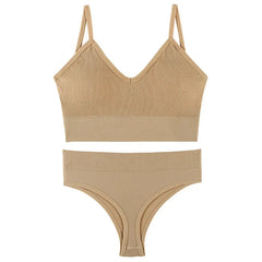 Women Underwear Set Wireless Lingerie Panties Bra Sexy G-String Seamless Tank Crop Top Brassiere New