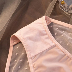 Comfortable Mid waist Girls Soild Color Intimates Dot Print Underwear Women Briefs Ladies Lace Panties Seamless Underwear