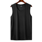 Men Ice Silk Mesh Summer Thin Sleeveless Shirt Round Neck Breathable Sports Fitness T-Shirt Bottom Korean Mena Tank T-shirts