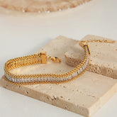 Fashion Wrist Jewelry Accessories Girls Gifts 316L Stainless Steel Sparkling Zircon Chain Bracelet for Women