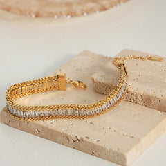 Fashion Wrist Jewelry Accessories Girls Gifts 316L Stainless Steel Sparkling Zircon Chain Bracelet for Women