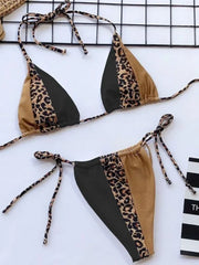 Zebra Print Halter micro Bikini 2025 women Bandeau String Swimsuit Female swimwear Neon Shiny bikini set Leopard Bathing Suit