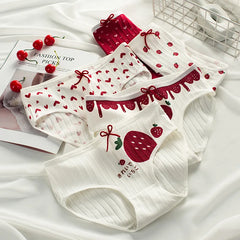 New Underwear Women Strawberry Pattern Panties Girls Briefs Sexy Lingeries Cueca Calcinhas Cotton Shorts Underpants Cute Panty
