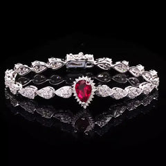Luxury Evening Dress Accessories Pigeon Blood Red Ruby Tassel Necklaces Bracelet Earrings Rings 4-Piece Jewelry Sets For Women