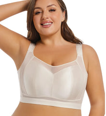 Women Large Size Underwear Full Cup Thin Bra Summer Ultra-thin Anti-Sagging Minimizer Push Up