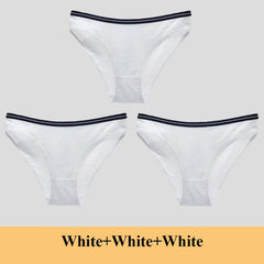 Women Underwear Ladies Panties Cotton Low Rise Solid Cute Bow Soft Breathable Briefs 3 Pcs/lot