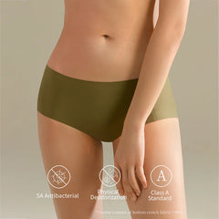 SUJIIN Women's Panties Seamless Underwear Invisibles Briefs Mid Waist 5A Antibacterial Breathable Moisture Wicking Underpants