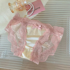Women Sexy Lace Panties Underwear Satin Mesh Low Rise Hollow Briefs Thong