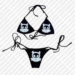 2000s Sexy Y2k Gothic Punk Bodycon Backless Sleeveless Hot Emo Girls Crop Top Summer Bra Push Up Bikini Set Beach Camisole Party