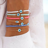 KKBEAD Boho Summer Beach Bracelet Jewelry for Women Y2k Accessories Shell Evil Eye Bracelets Gifts Heishi Disc Beads Pulseras