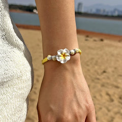 Hawaiian Bracelets for Women Bohemian Woven Tropical Flower Bracelets Handmade Braid Summer Beach Girls Jewelry Accessories