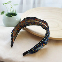 Women Wide Turban Hair Accessories Headwear Embroidered Ribbon Hair Hoop Hairbands Headbands Head Wraps