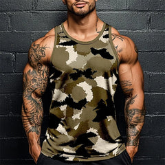 Summer Men Classic Camo Print Fitness Tank Top Gym Sports Loose Breathable Soft Sleeveless Top Fashion Simple Men's Vest Tee