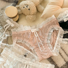 Women Sexy Lace Panties Underwear Satin Mesh Low Rise Hollow Briefs Thong