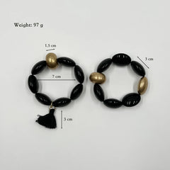 Suekees Boho Fashion Jewelry Gift Elastic Bracelets Earthy Jewellery Acrylic CCB Beads&Tassel Bracelets for Women Accessories