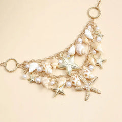 Fashion Bohemian Waist Chain Sea Star Starfish Shell Pendant Shell Waist Link Beach Bikini Alloy Jewelry Accessories for Women