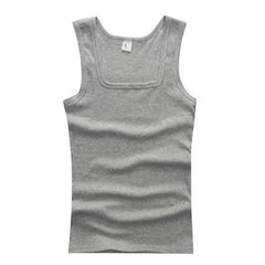 Unisex Solid Square Neck Ribbed Tank Top Lovers Sleeveless T Shirt Classic White Black Elastic Vest Women Men Sport Gym Tank Top