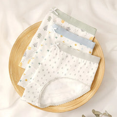 Women Cotton Underwears Pastoral Japanese Students Briefs Sexy Cute Girls Lingerie Printed Lace Femme Female Panties Underpants