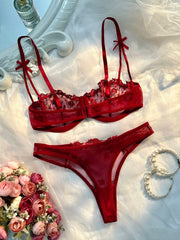 Sexy Lingerie Women Thin Transparent Lace See Through Female Erotic Underwear Bra And Panty Set Sleepwear Suit Embroidery Floral