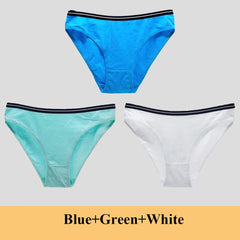 Women Underwear Ladies Panties Cotton Low Rise Solid Cute Bow Soft Breathable Briefs 3 Pcs/lot
