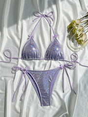 Shiny Pink Bikini Extrem String Backless Swimsuit Push Up Kawaii Bowknot Vacation Swimwear Women Micro Tangas Beach Bathing Suit