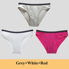 Women Underwear Ladies Panties Cotton Low Rise Solid Cute Bow Soft Breathable Briefs 3 Pcs/lot