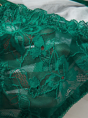 Women Lace Lingerie Ultra Sexy French Thin Bra Sets Intimate Exotic Sets Luxury Erotic Lingerie Dark Green Youth Sexy Lingerie