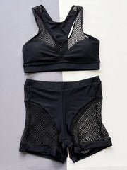 sexy push up black lattice bikinis sets two pieces perspective cropped vest with bottoms swimwear women biquini bathing suits