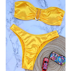 12 Color 2024 New Sexy Bandeau Bikini Women Swimwear Female Swimsuit Two-pieces Bikini Set Padded Bather Bathing Suit Swim