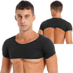 Men Sport Fitness Top Breathable Stretchy Mini Short Crop Top Party Club Dance T-Shirt Casual Solid Color Bodybuilding Tops