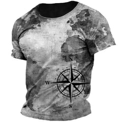 Old-fashioned Men's T-shirts, American Summer Pullovers, Printed Short-sleeved T-shirts