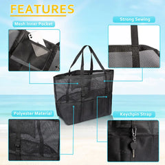 Mesh Beach Bag Waterproof Sandproof - Large Tote Pool Bag for Women Vacation Essentials Beach Accessories