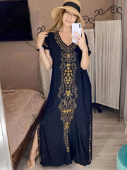 Embroidery Beach Cover Up Saida de Praia Swimsuit Women Bikini Cover Up Tunics for Beach Pareo Sarong Beachwear #Q790