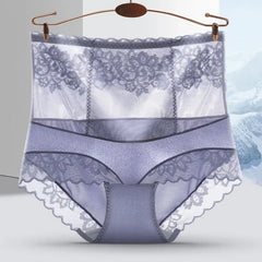 High Waisted Compression Underwear for Women Summer Sexy Lace Ultra-thin Seamless Antibacterial Triangle Pants Daily Life