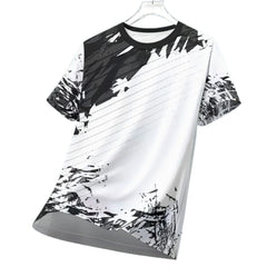 Sports Casual Jersey For Men Dry Fit Shirt Outdoor Running Cycling Short Sleeve Breathable Gym Wear Crew Neck T-Shirt