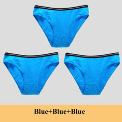 Women Underwear Ladies Panties Cotton Low Rise Solid Cute Bow Soft Breathable Briefs 3 Pcs/lot