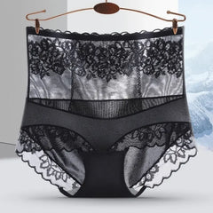 High Waisted Compression Underwear for Women Summer Sexy Lace Ultra-thin Seamless Antibacterial Triangle Pants Daily Life