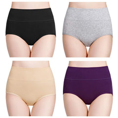 High Waisted Postpartum Underwear Womens Cotton Underwear Soft Breathable Full Coverage Stretch Panties 4pcs/pack