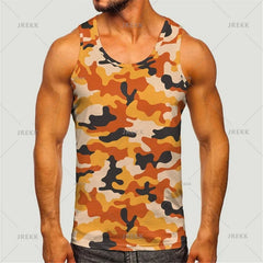 Men's Camoufiage Casual Sportwear Tees Summer Sleeveless 3D Camo Print Solider Vest Fitness Daily Oversized Male Tactic Tops
