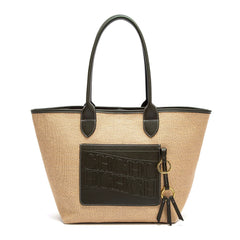 Beach Vacation Women's Tote Bag 2025 New Summer PP Grass Weaving Splicing Design Large Capacity Handbag