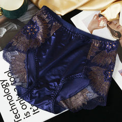 New Women Lace Flowers Panties Sexy Hollow Temptation Silk Breathable Underwear Tummy Mid Waist Butt Lift Briefs Intimate Panty