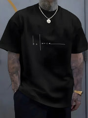 Men's summer pure cotton fashionable casual sports loose trend balance letter print round neck short sleeved T-shirt top
