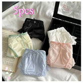 1/5pcs Women Ruffle Edge Sexy Lace Satin Transparent Underwear Thin Breathable High Elasticity Low Waist Seamless Panties Breifs