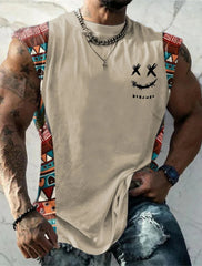 Summer New Men's Vest T Shirt Patterned Tribal Round Neck Clothing Daily Fitness Sports Vintage Sleeveless Printed Ethnic Tops