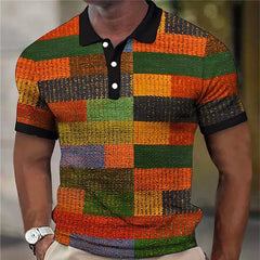 6XL Plus Size Men's Clothing Plaid Pattern Fashion Polos T-Shirts Summer Short Sleeve 3D Printed Street Male POLO Tee Tops